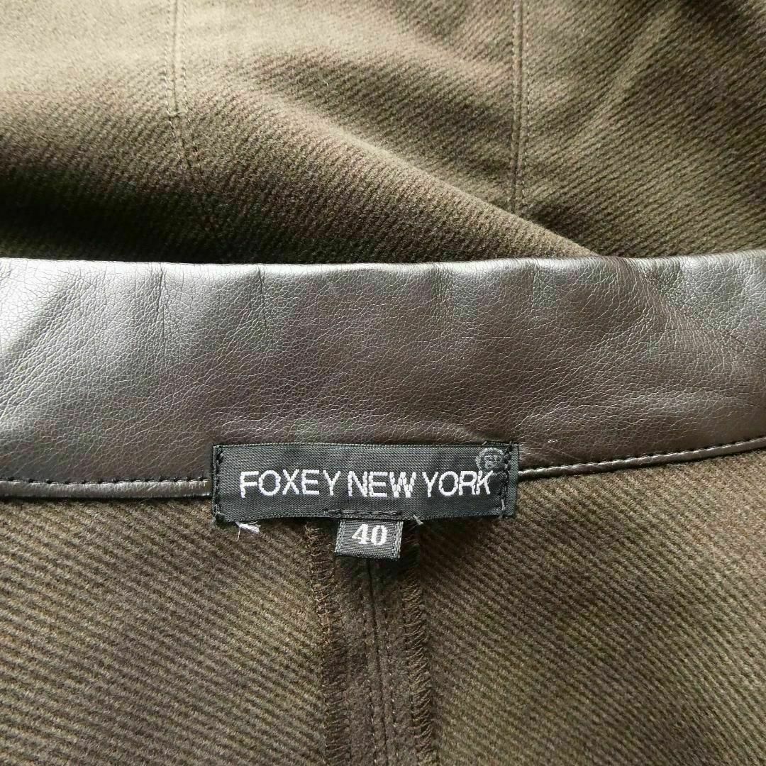 FOXEY NEW YORK(フォクシーニューヨーク)の美品 FOXEY NEWYORK レザー エルボーパッチ シングル ジャケット レディースのジャケット/アウター(ブルゾン)の商品写真