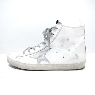 ゴールデングース(GOLDEN GOOSE)のGOLDEN GOOSE(ゴールデングース) スニーカー 41 メンズ FRANCY(フランシー) 白×シルバー ハイカット/スター(星)/ダメージ加工 レザー(スニーカー)