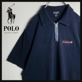 ラルフローレン(Ralph Lauren)の【美品】ポロジーンズ　ハーフジップ　ポロシャツ　刺繍ロゴ　半袖　L　入手困難(ポロシャツ)