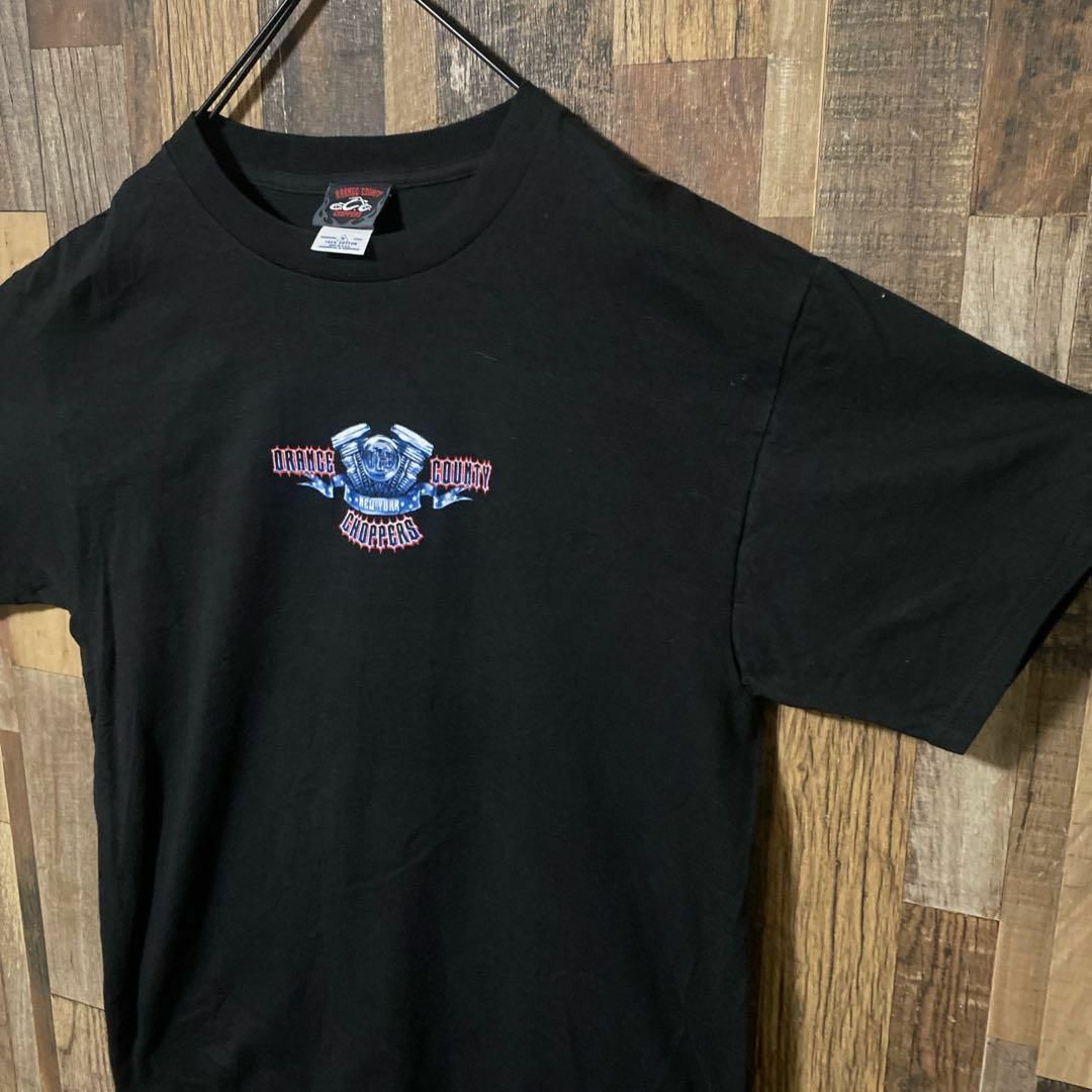 ブラック メンズ tシャツ バイカー アニマル プリント M 古着 半袖 メンズのトップス(Tシャツ/カットソー(半袖/袖なし))の商品写真