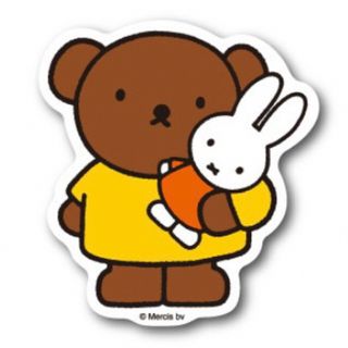 ミッフィー(miffy)のミッフィー ダイカットミニステッカー 「 ボリス ＆ ぬいぐるみ 」　耐水　耐光(キャラクターグッズ)