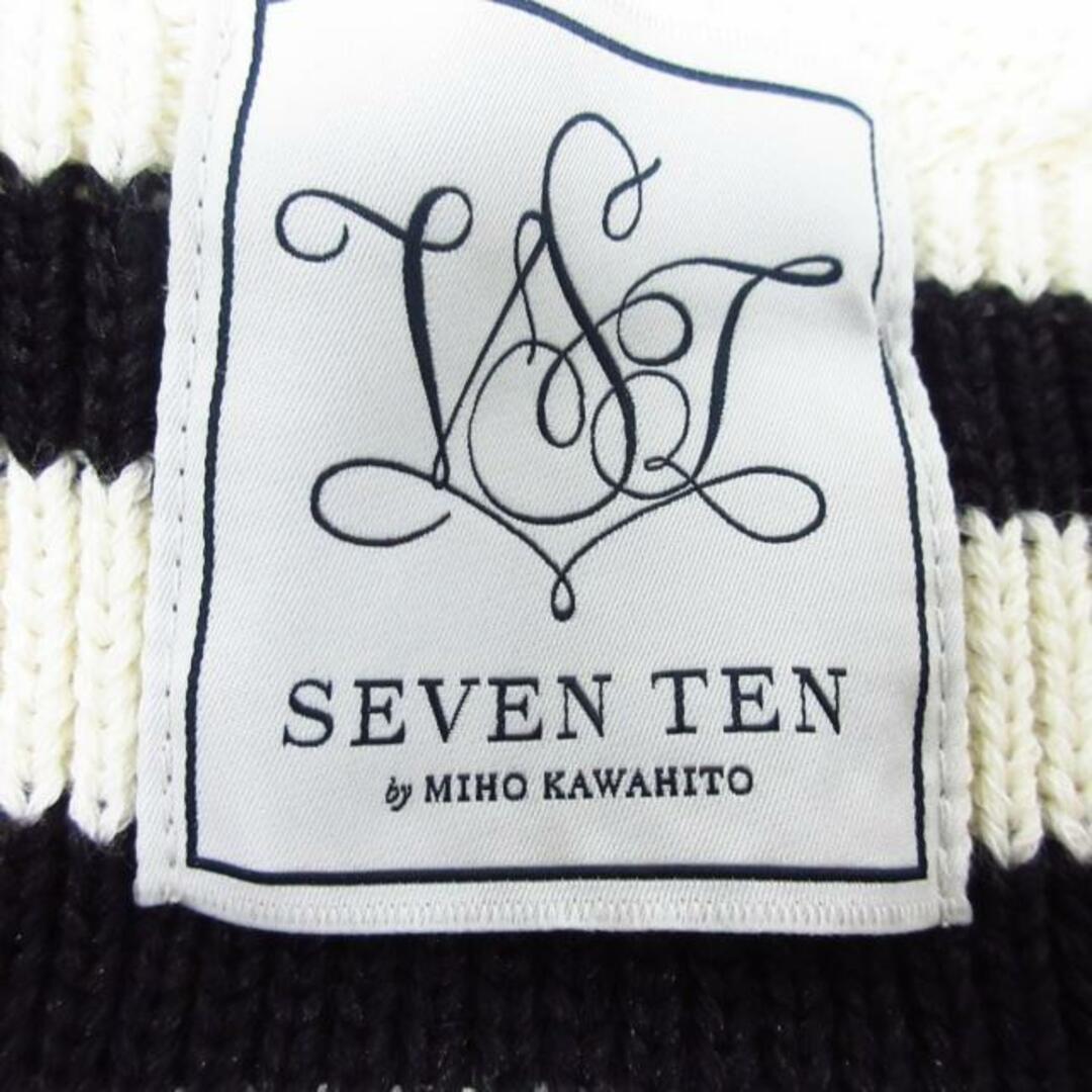 SEVEN TEN by MIHO KAWAHITO(セブンテン バイミホカワヒト) カーディガン サイズM レディース美品  - 黒×白 ボーダー/長袖 レディースのトップス(カーディガン)の商品写真
