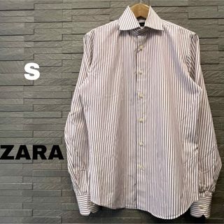 ザラ(ZARA)のZARA ザラ メンズ 長袖 ワイシャツ ストライプ スーツ オフィス 赤×白(シャツ)