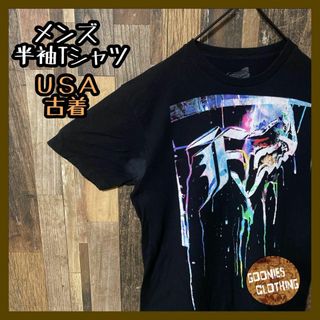 プリント tシャツ ブラック メンズ M 古着 半袖 ストリート(Tシャツ/カットソー(半袖/袖なし))