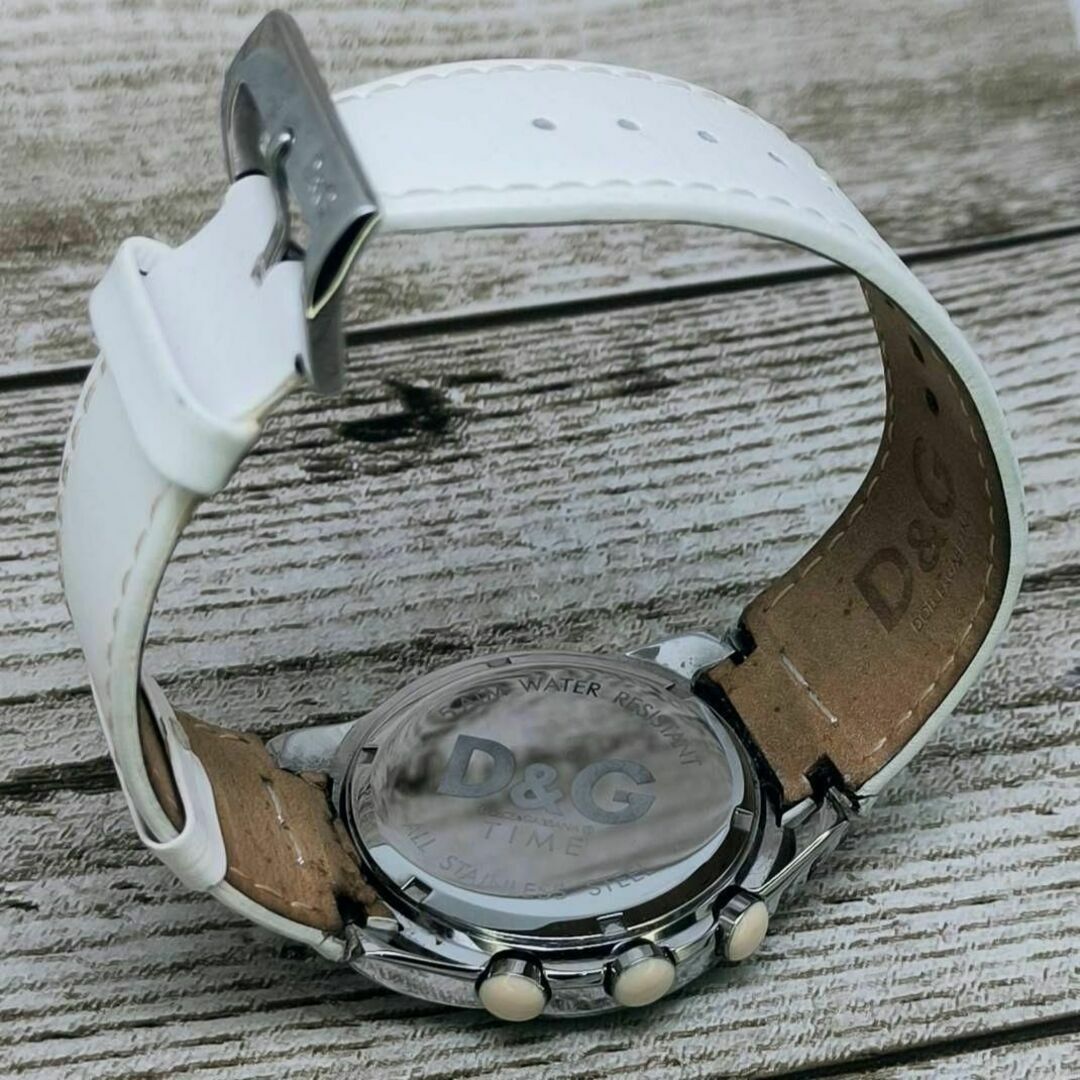DOLCE&GABBANA(ドルチェアンドガッバーナ)のDOLCE&GABBANA　腕時計　ドルガバ　メンズ　レザー　ホワイト　動作品 メンズの時計(腕時計(アナログ))の商品写真