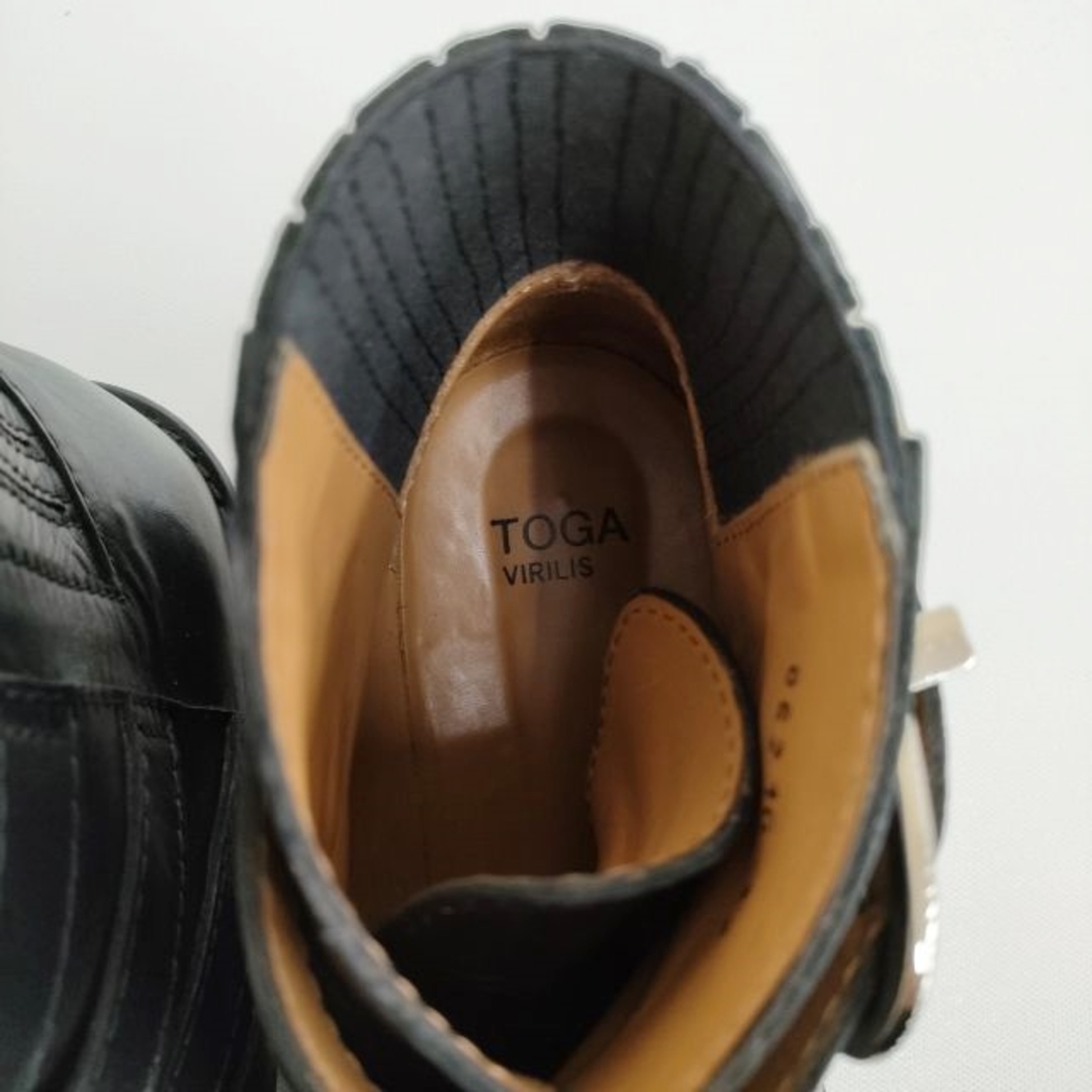 TOGA(トーガ)のTOGA VIRILIS BLACK LEATHER SILVER BUCKLES AJ782 サイズ42 ブーツ ブラック メンズ トーガ【中古】4-0330T♪ メンズの靴/シューズ(ブーツ)の商品写真