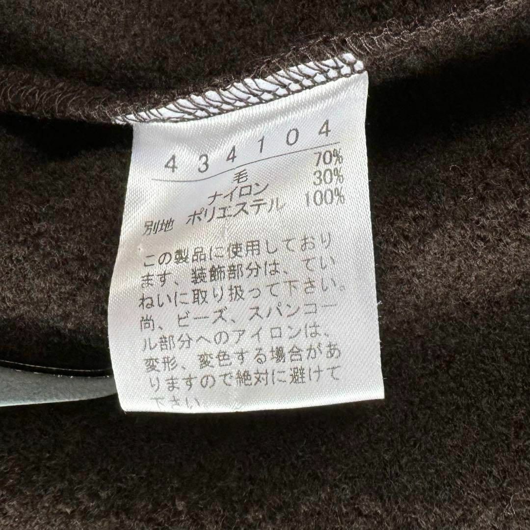 ALBEROBELLO(アルベロベロ)のアルベロベロ ロングコート 刺繍 ノーカラー ダークブラウン レディースのジャケット/アウター(ロングコート)の商品写真