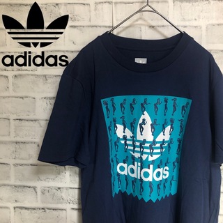 オリジナルス(Originals（adidas）)のadidas ⭐️ビッグトレファイルロゴ Tシャツ L ネイビー×ブルー(Tシャツ/カットソー(半袖/袖なし))