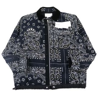 サカイ(sacai)の未使用品○Sacai サカイ 23AW 23-03152 M Bandana Quilted Jacket コットン100% ペイズリープリント 中綿入り レギュラーカラー ジップアップジャケット/ブルゾン ネイビー系 2 日本製 正規品 メンズ 定価88,000円(その他)