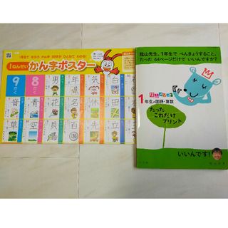 ショウガクカン(小学館)の陰山メソッド1年生の国語算数たったこれだけプリント　漢字・かたかなポスター(語学/参考書)