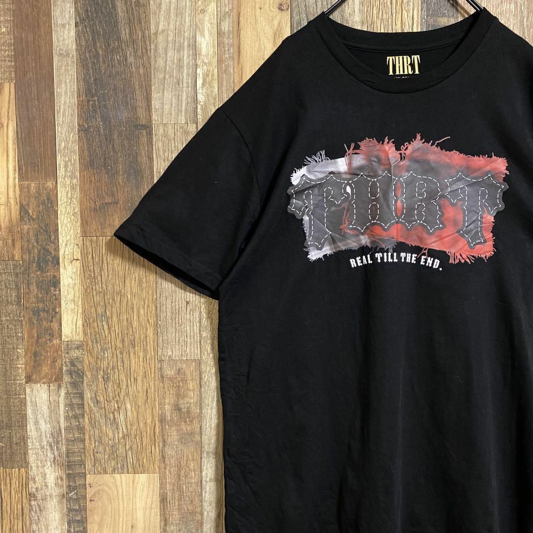 メンズ 半袖 Tシャツ 黒 プリT ロック 赤 M USA古着 90s メンズのトップス(Tシャツ/カットソー(半袖/袖なし))の商品写真