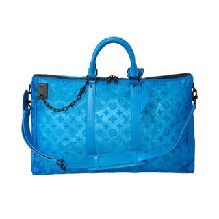 ルイヴィトン(LOUIS VUITTON)の極美品 LOUIS VUITTON ルイヴィトン モノグラム キーポル トリアングル 50 ボストンバッグ メッシュ ブルー M45048 中古 62354(ボストンバッグ)