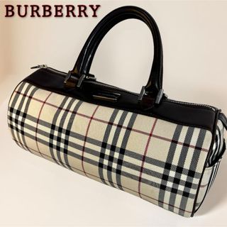 バーバリー(BURBERRY)の【希少】バーバリー Burberry  ノバチェック 筒型　ハンドバック　 ロゴ(ハンドバッグ)