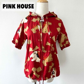 PINK HOUSE - 美品 PINK HOUSE ドッグ 半袖 パーカー 総柄