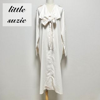 リトルスージー(little $uzie)の最終値下げ little suzie シャツワンピース ボウタイ オフホワイト(ロングワンピース/マキシワンピース)