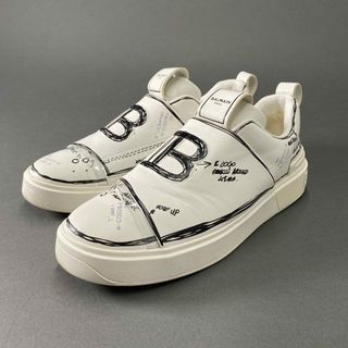 6d12 BALMAIN バルマン B Court Sketch Effect Sneaker Bコート スケッチスニーカー 25cm ホワイト レザー シューズ PB20015-M