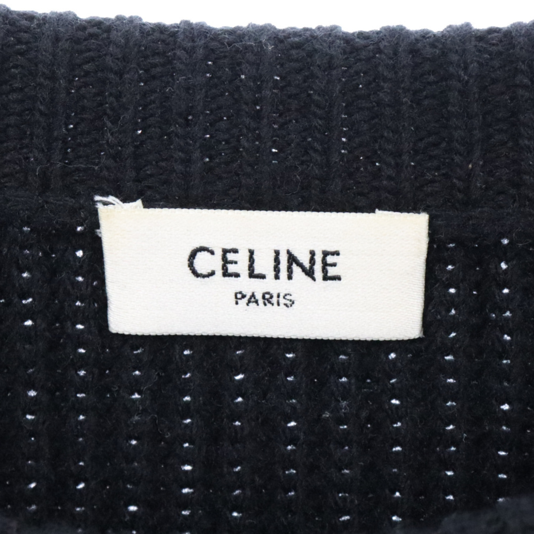 celine(セリーヌ)のCELINE セリーヌ 22AW Oversized Sweater Ribbed Wool リブドウールオーバーサイズ セーターロゴ エンブロイダリー クルーネック ニット 2A19R423P ブラック メンズのトップス(ニット/セーター)の商品写真