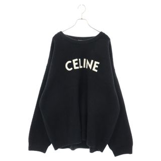 celine - CELINE セリーヌ 22AW Oversized Sweater Ribbed Wool リブドウールオーバーサイズ セーターロゴ エンブロイダリー クルーネック ニット 2A19R423P ブラック