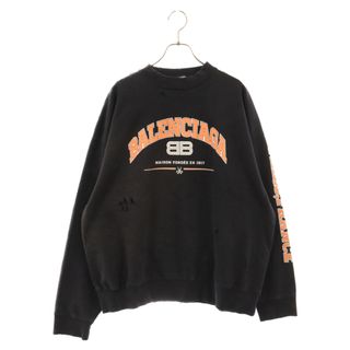 Balenciaga - BALENCIAGA バレンシアガ REGULAR CREWNECK SWEAT SHIRTS カレッジロゴクラッシュオーバーサイズスウェット 676629 TLVJ3 ブラック