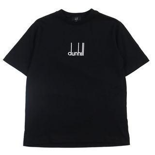 ダンヒル(Dunhill)の美品○Dunhill ダンヒル コットン100% ロゴ刺繍 クルーネック ショートスリーブ 半袖Ｔシャツ/カットソー ブラック XS イタリア製 正規品 メンズ(Tシャツ/カットソー(半袖/袖なし))