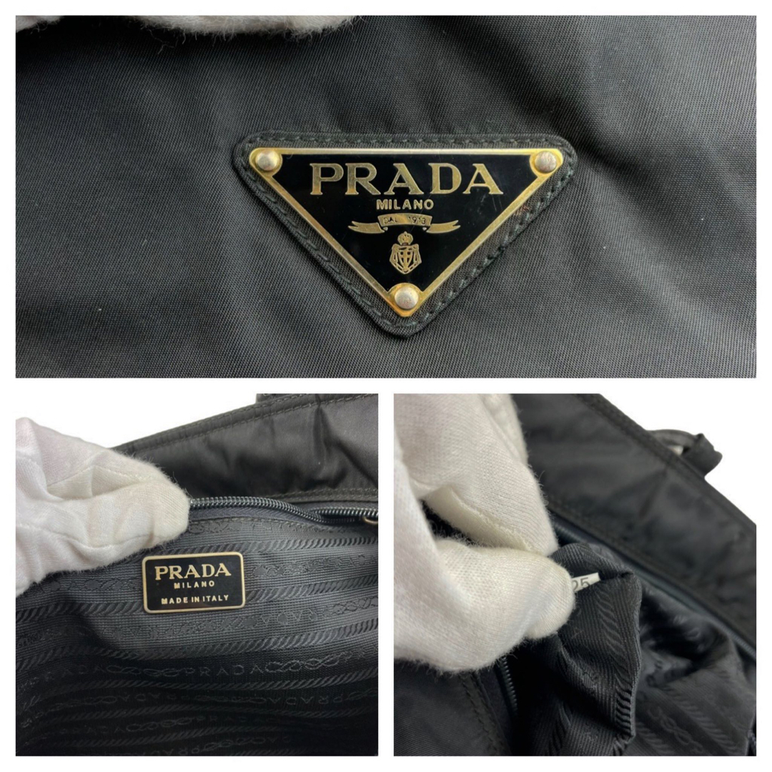 PRADA(プラダ)の✨美品　PRADA プラダ　ハンドバッグ　ブラック　ナイロン　レザー　黒　手提げ レディースのバッグ(ハンドバッグ)の商品写真