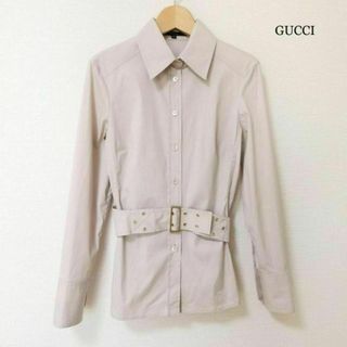 グッチ(Gucci)の良品 グッチ ウエストベルト付き ストレッチ 長袖 シャツ ブラウス(シャツ/ブラウス(長袖/七分))