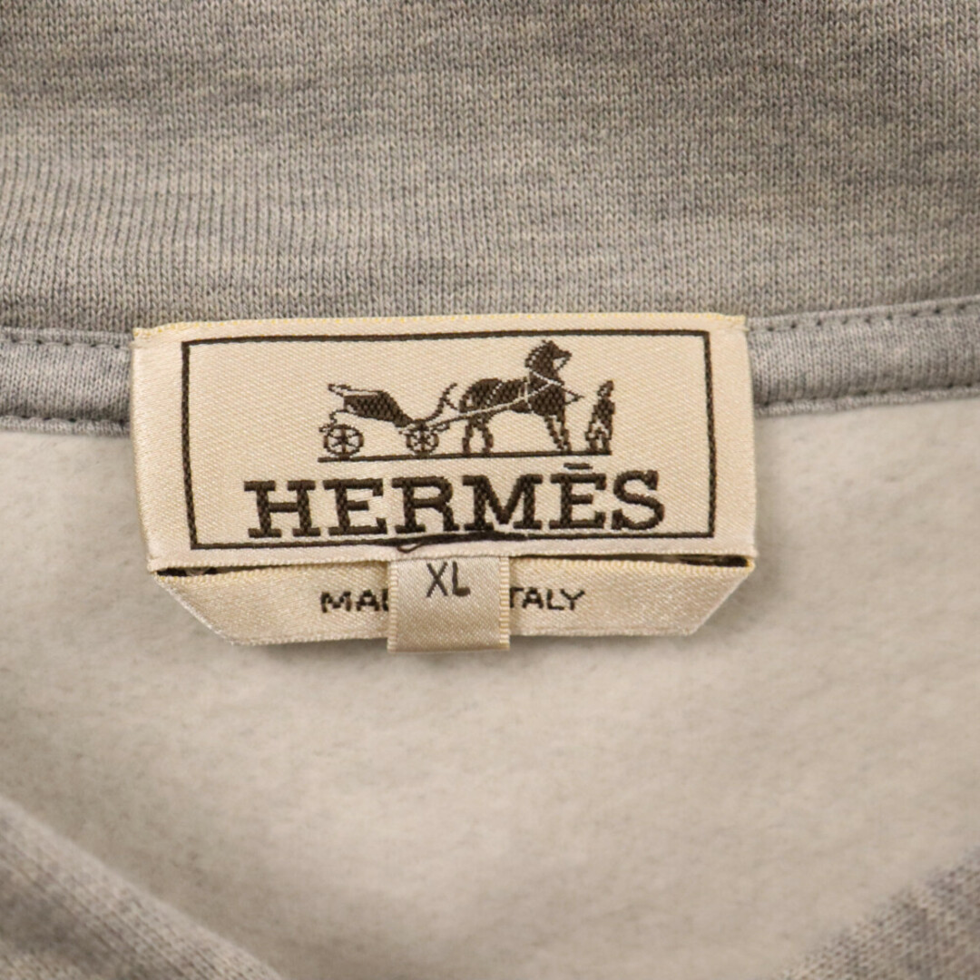 Hermes(エルメス)のHERMES エルメス 24SS レザーパッチ スウェット パーカー グレー メンズのトップス(パーカー)の商品写真