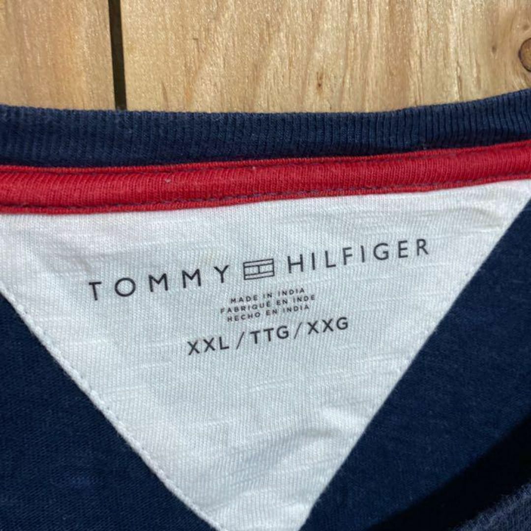 TOMMY HILFIGER(トミーヒルフィガー)のトミーヒルフィガー Tシャツ レッド ネイビー XXL USA古着 90s 半袖 メンズのトップス(Tシャツ/カットソー(半袖/袖なし))の商品写真