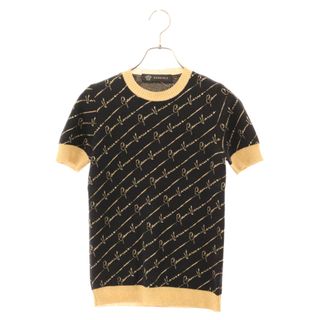 VERSACE - VERSACE ヴェルサーチ 19SS Jersey lam? jacquard GV Signature Negro 総柄 ジャガー ニット 
 セーター 半袖Tシャツ A85709 ゴールド/ブラック