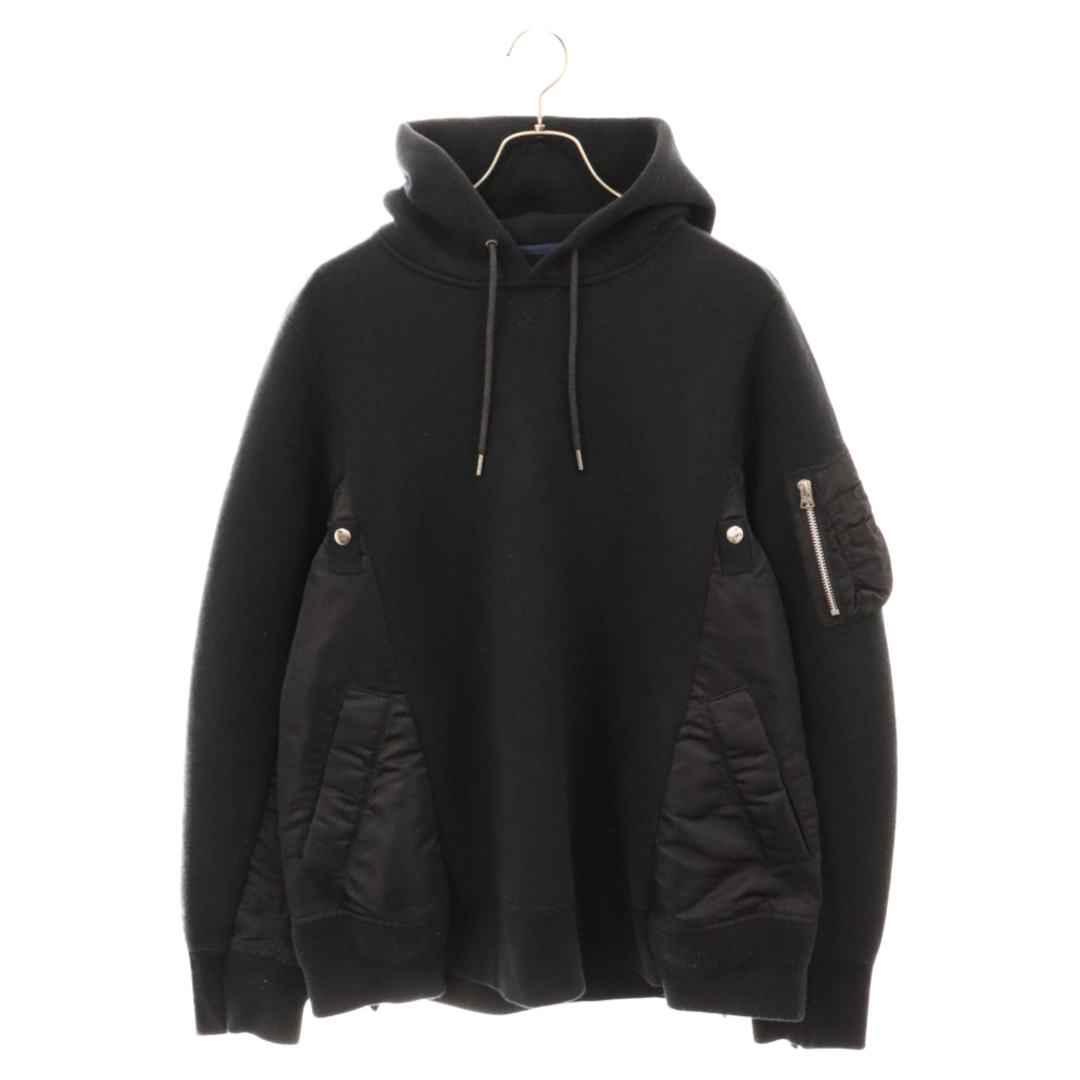 sacai(サカイ)のSacai サカイ SPONGE SWEAT MA-1 PULLOVER スポンジスウェット MA-1ドッキングプルオーバーパーカー ブラック SCM-033 メンズのトップス(パーカー)の商品写真