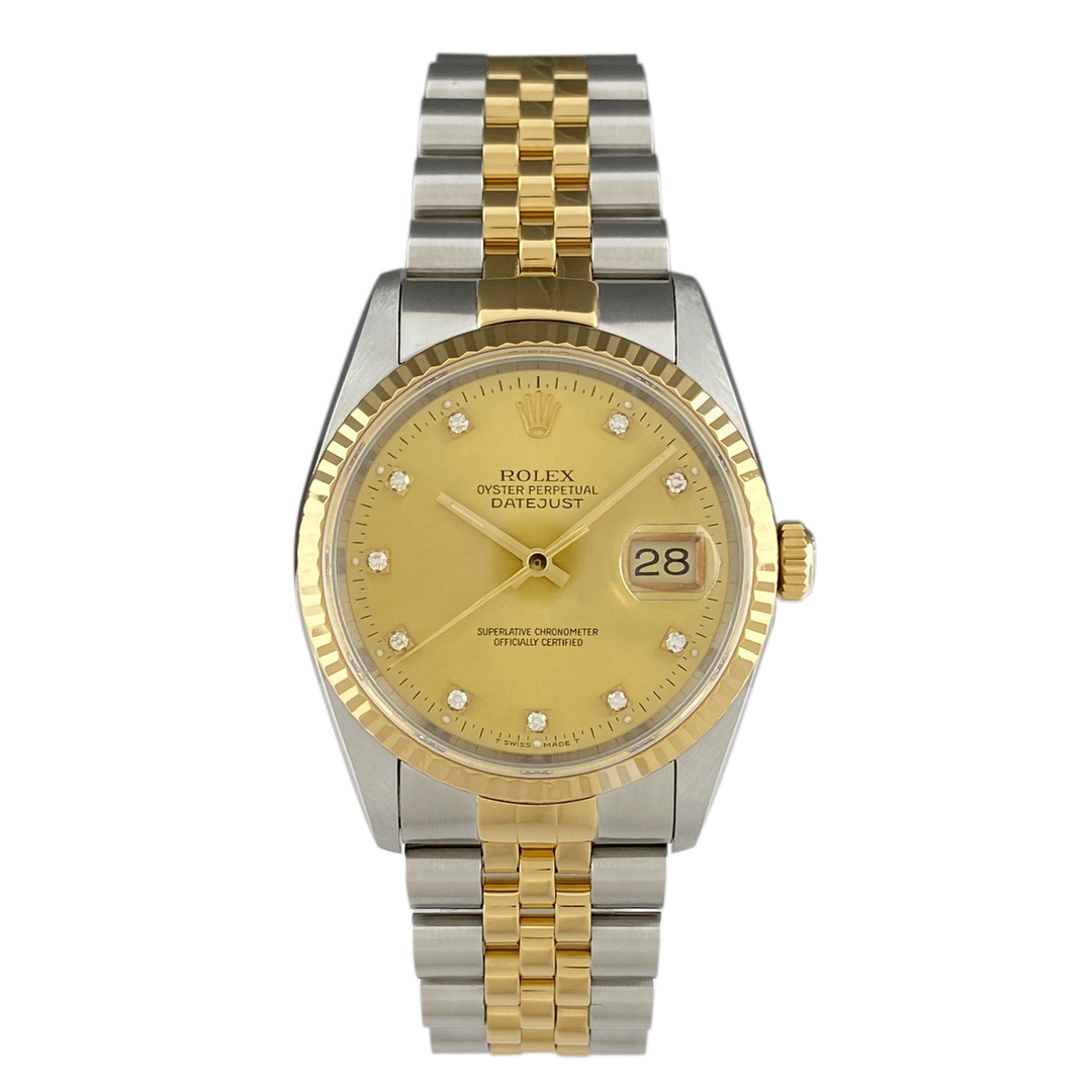 ROLEX(ロレックス)のロレックス デイトジャスト 10Pダイヤ 16233G 自動巻き メンズ 【中古】 メンズの時計(腕時計(アナログ))の商品写真