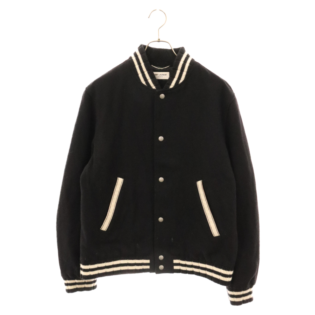 Saint Laurent(サンローラン)のSAINT LAURENT PARIS サンローランパリ 22AW COLLEGE LOGO TEDDY JACKET カレッジロゴテディジャケット 625918 Y180W ブラック メンズのジャケット/アウター(フライトジャケット)の商品写真