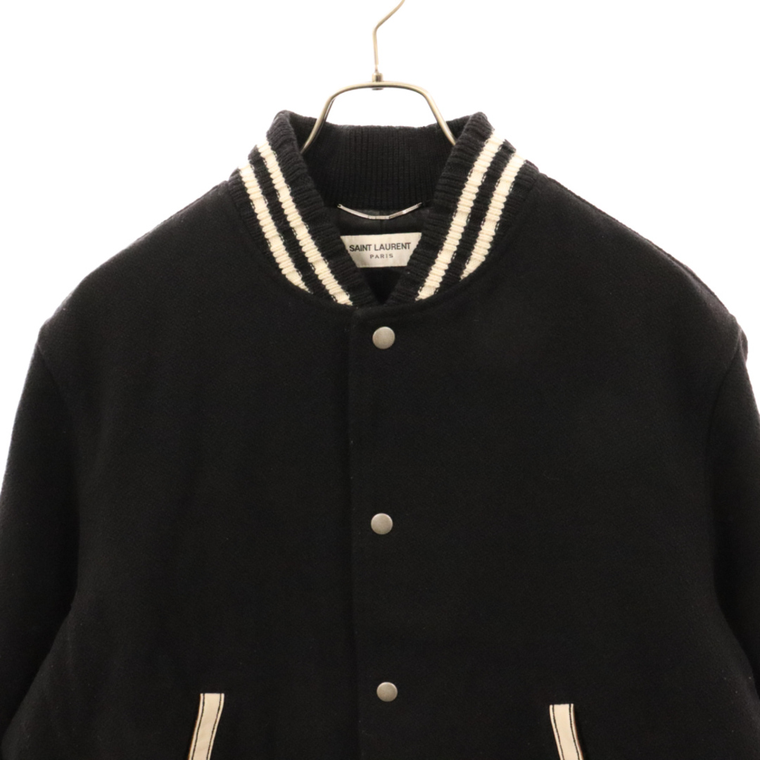 Saint Laurent(サンローラン)のSAINT LAURENT PARIS サンローランパリ 22AW COLLEGE LOGO TEDDY JACKET カレッジロゴテディジャケット 625918 Y180W ブラック メンズのジャケット/アウター(フライトジャケット)の商品写真