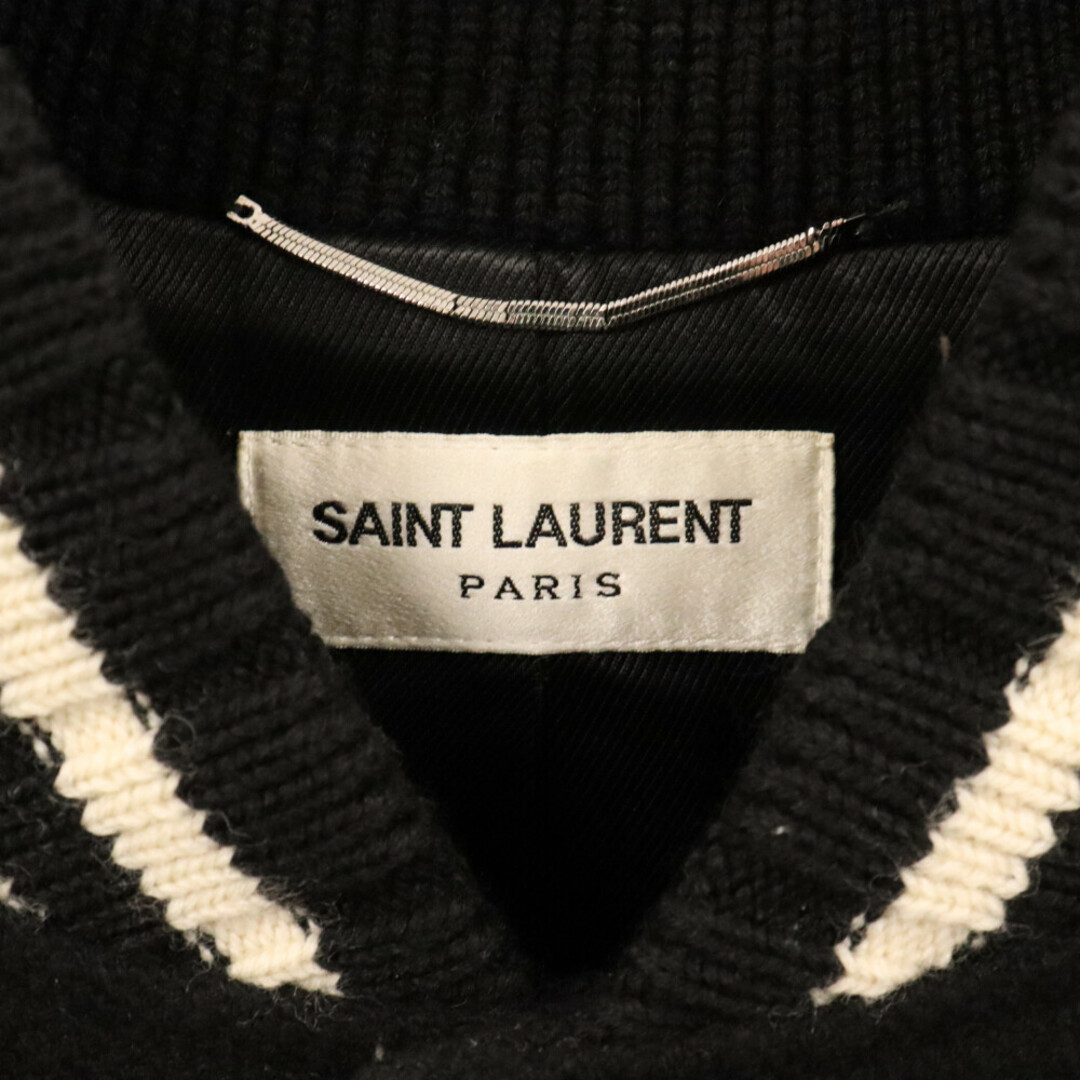Saint Laurent(サンローラン)のSAINT LAURENT PARIS サンローランパリ 22AW COLLEGE LOGO TEDDY JACKET カレッジロゴテディジャケット 625918 Y180W ブラック メンズのジャケット/アウター(フライトジャケット)の商品写真