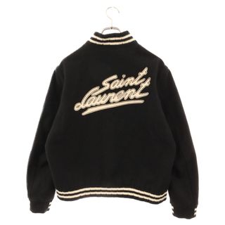 サンローラン(Saint Laurent)のSAINT LAURENT PARIS サンローランパリ 22AW COLLEGE LOGO TEDDY JACKET カレッジロゴテディジャケット 625918 Y180W ブラック(フライトジャケット)