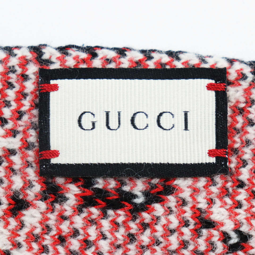 Gucci(グッチ)の極美品○GUCCI グッチ コットン ウール GGダイヤモンド ストール/マフラー ブラック系 25×180 イタリア製 正規品 メンズおすすめ メンズのファッション小物(マフラー)の商品写真
