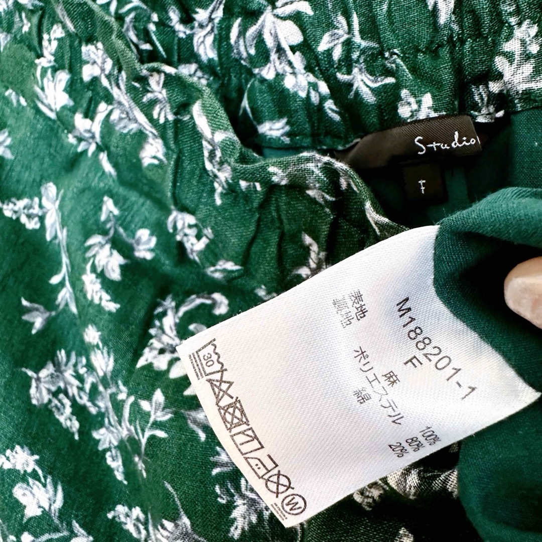 STUDIO CLIP(スタディオクリップ)の【 スタディオクリップ 】　グリーン　緑　花柄　リネン　ロングスカート　麻　春夏 レディースのスカート(ロングスカート)の商品写真