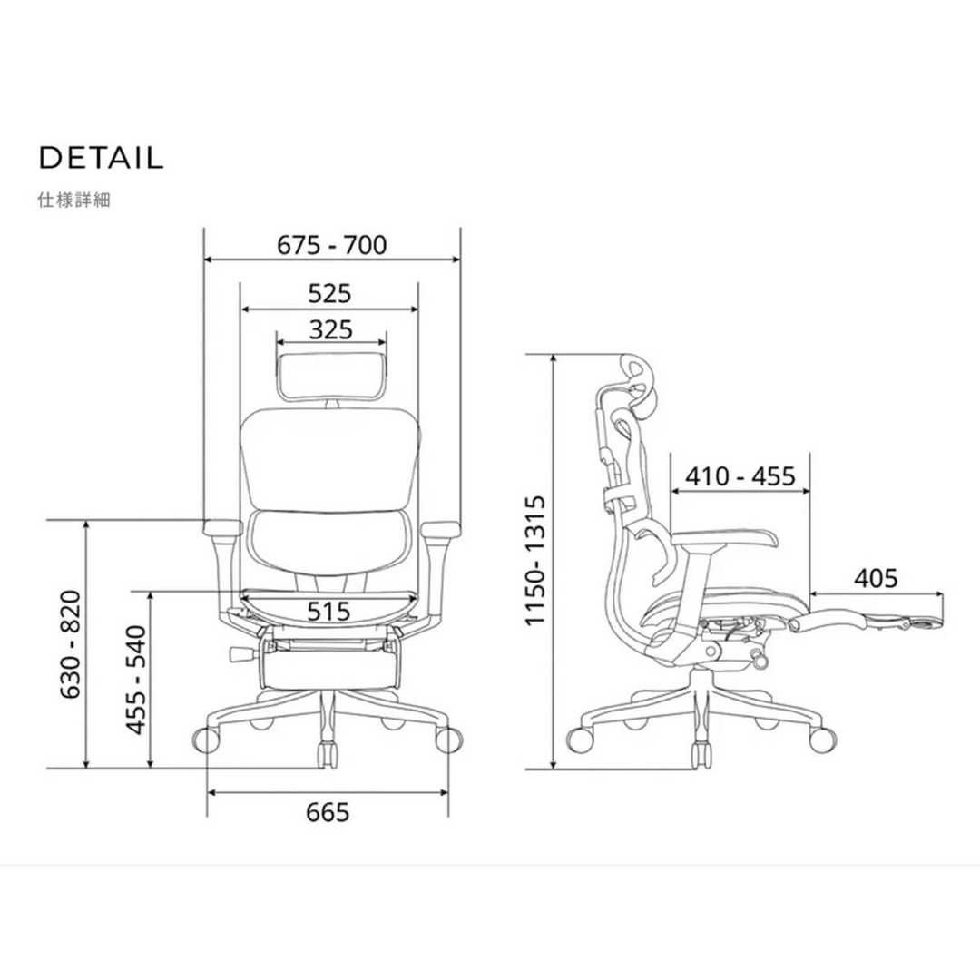 エルゴヒューマンプロ2 オットマン付 EHP2-LPL-BF-BK インテリア/住まい/日用品のオフィス家具(オフィスチェア)の商品写真