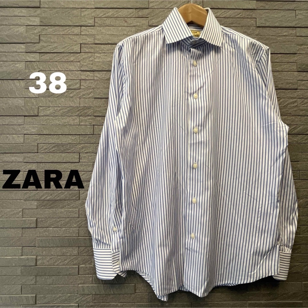 ZARA(ザラ)のZARA ザラ メンズ 長袖 ワイシャツ ストライプ スーツ オフィス 青×白 メンズのトップス(シャツ)の商品写真