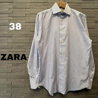 ザラ(ZARA)のZARA ザラ メンズ 長袖 ワイシャツ ストライプ スーツ オフィス 青×白(シャツ)