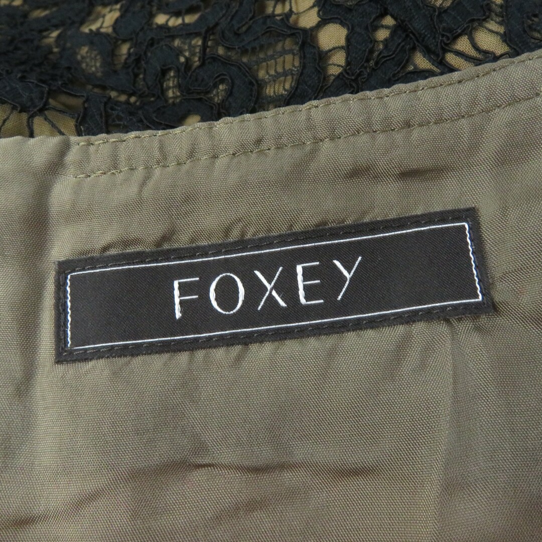 FOXEY(フォクシー)の極美品☆FOXEY フォクシー 34204 レースデザイン ノースリーブ ワンピース ブラック ブラウン 38 日本製 正規品 レディース レディースのワンピース(ひざ丈ワンピース)の商品写真