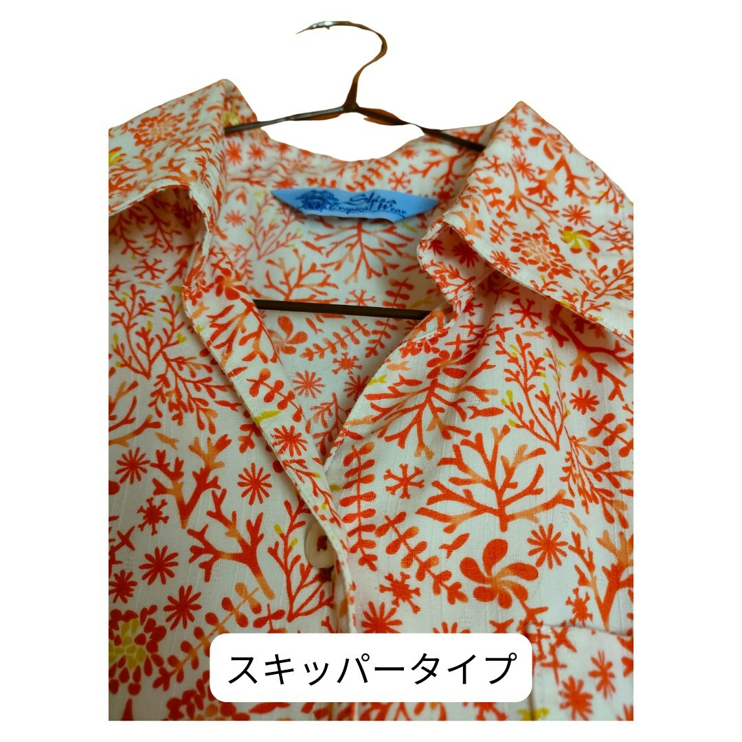 SHISA WEAR(シーサーウェア)のかりゆしウエア L サイズ 赤 サンゴ 柄 レディースのトップス(シャツ/ブラウス(半袖/袖なし))の商品写真