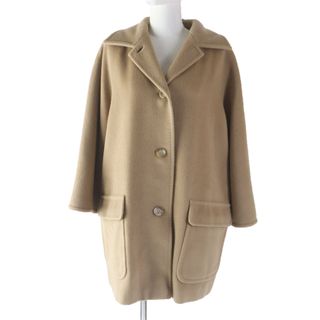 極美品 白タグ Max Mara マックスマーラ ウール カシミヤ混 チェスターコート キャメル 42 イタリア製 レディース(チェスターコート)