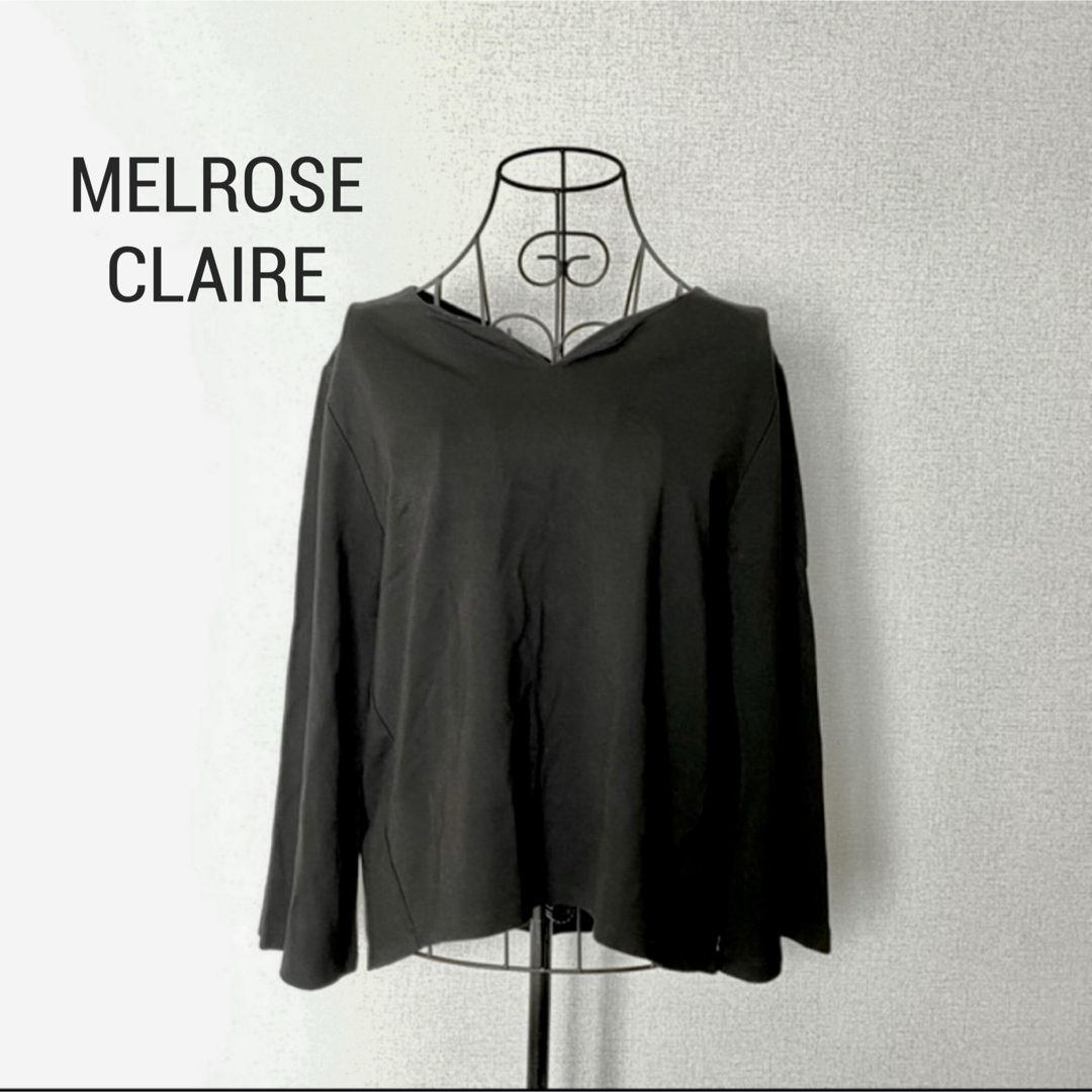 MELROSE claire(メルローズクレール)のMELROSE CLAIRE メルローズ クレール　デザインネック　カットソー レディースのトップス(カットソー(長袖/七分))の商品写真
