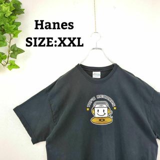 ヘインズ(Hanes)のTシャツ US古着 XXL Hanes オーバーサイズ ビッグプリント ブラック(Tシャツ/カットソー(半袖/袖なし))