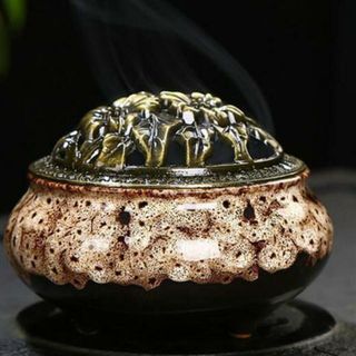 【並行輸入】香炉 陶器 お香立て付 incense02(お香/香炉)