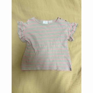 ザラキッズ(ZARA KIDS)のZARA KIDS 袖フリル ボーダーTシャツ　92㎝(Tシャツ/カットソー)