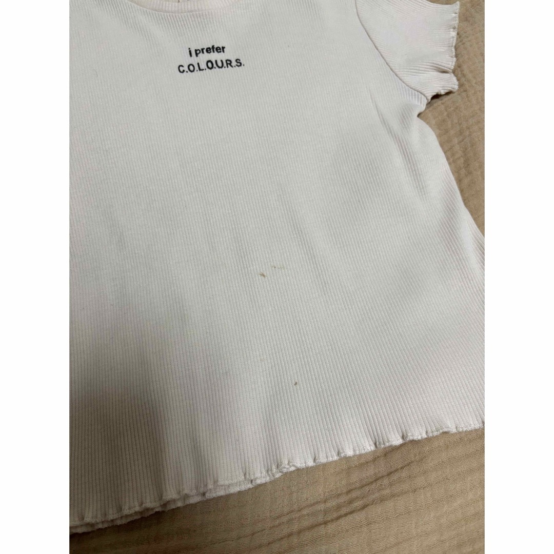 ZARA KIDS(ザラキッズ)のZARA KIDS  キッズリブTシャツ　ホワイト　92㎝ キッズ/ベビー/マタニティのキッズ服女の子用(90cm~)(Tシャツ/カットソー)の商品写真