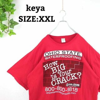 Tシャツ US古着 2XL オーバーサイズ ビッグプリント レッド 赤 半袖(Tシャツ/カットソー(半袖/袖なし))