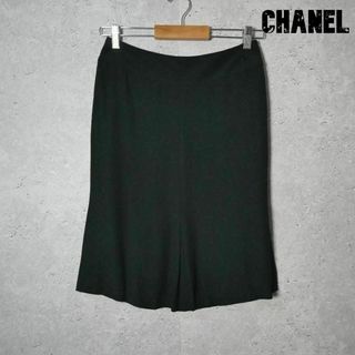 シャネル(CHANEL)の良品 CHANEL ココマーク シルク100％ ミディ丈 スカート(ひざ丈スカート)
